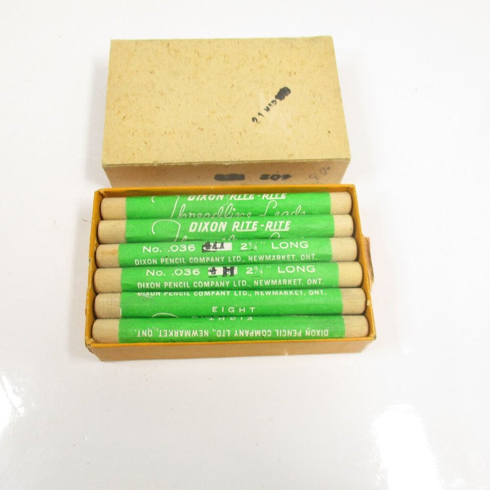 12 Vintage Dixon Rite Mechanical Pencil Threadline Leads 036  2 3/4" Wood Tubes